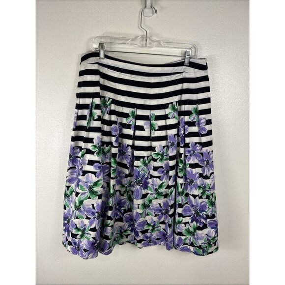 Talbots Women's 14 Pleated Mixed Pattern Skirt Purple Floral - Picture 8 of 14